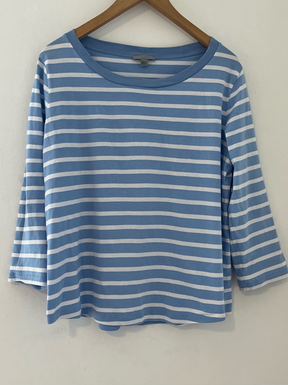 COS Light Blue and White Striped Long Sleeve Tee